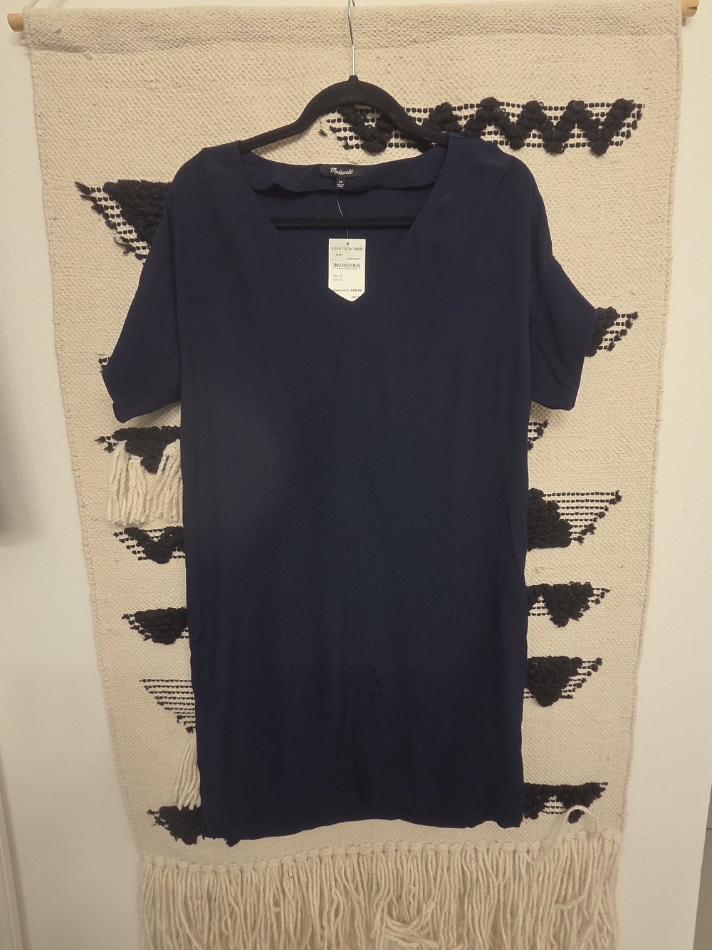Madewell Navy Short Sleeve V-Neck Dress